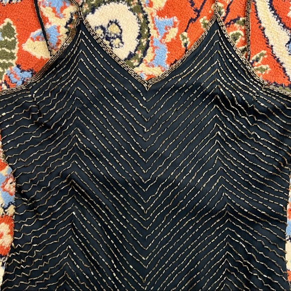 VINTAGE Pure Silk Spaghetti Strap Beaded Mini Dress - Picture 6 of 11